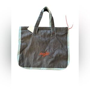 NWT Massimiliano Stanco Two-Color Blue Chambray Denim Tote Bag Made in Italy